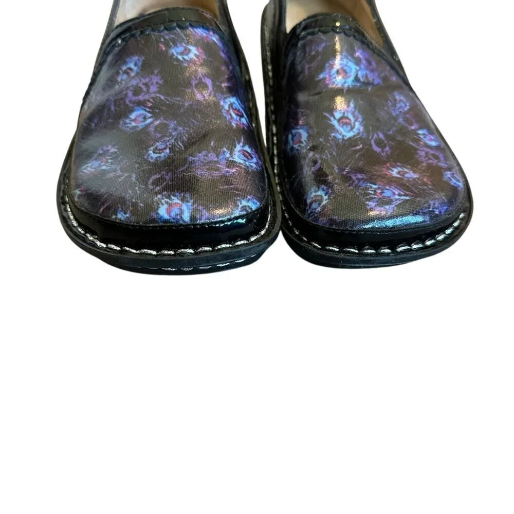 Alegria Debra Peacock Clogs Leather Slip-On Comfort Shoes Nursing Size 36 Womens